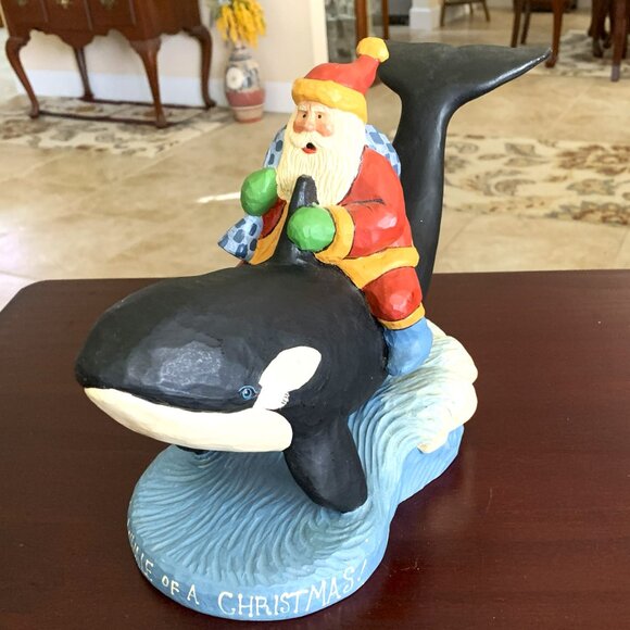 Vtg House of Hatten 'A Whale of a Christmas' Santa Riding Orca - Susan M. Smith - Picture 3 of 8